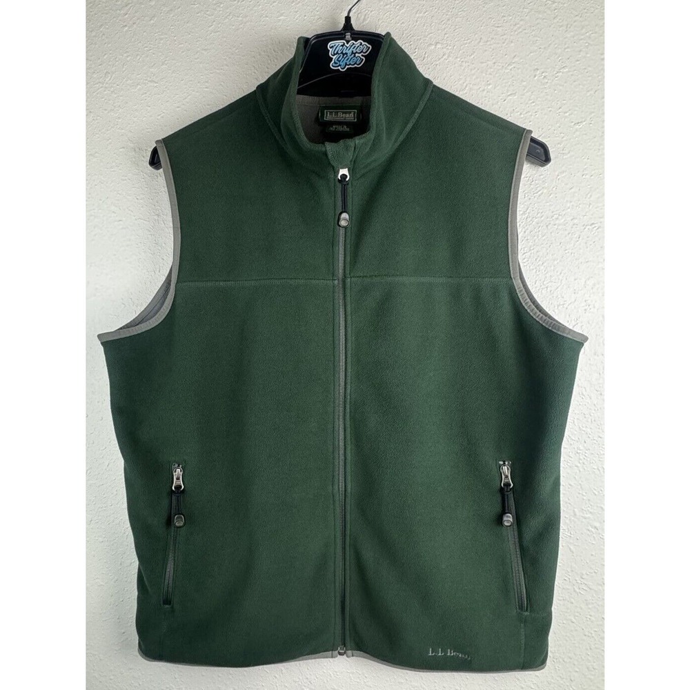 L.L. Bean Men’s Medium Green Polartec Full Zip Sleeveless Vest Jacket